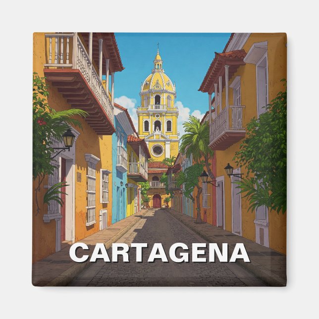 Cartagena Colombia Travel Magnet (Framsidan)