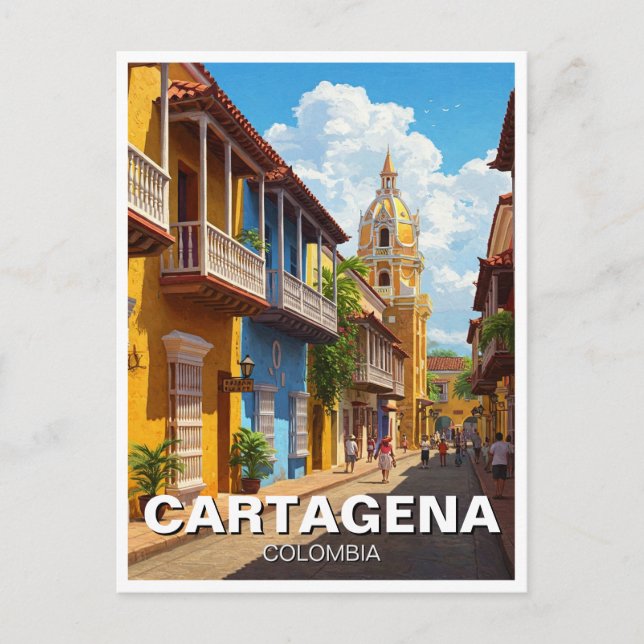 Cartagena Colombia Travel Vykort (Framsida)