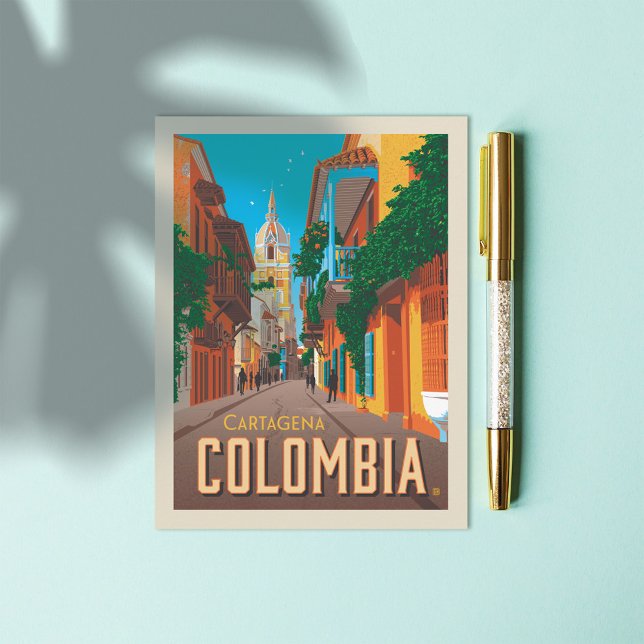 Cartagena, Colombia Vykort (Postcard on table)