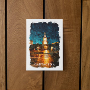 Cartagena från Night Colombia City View Vykort