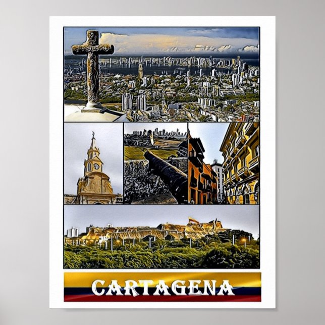 Cartagena - Mosaic - Colombia Poster (Framsidan)