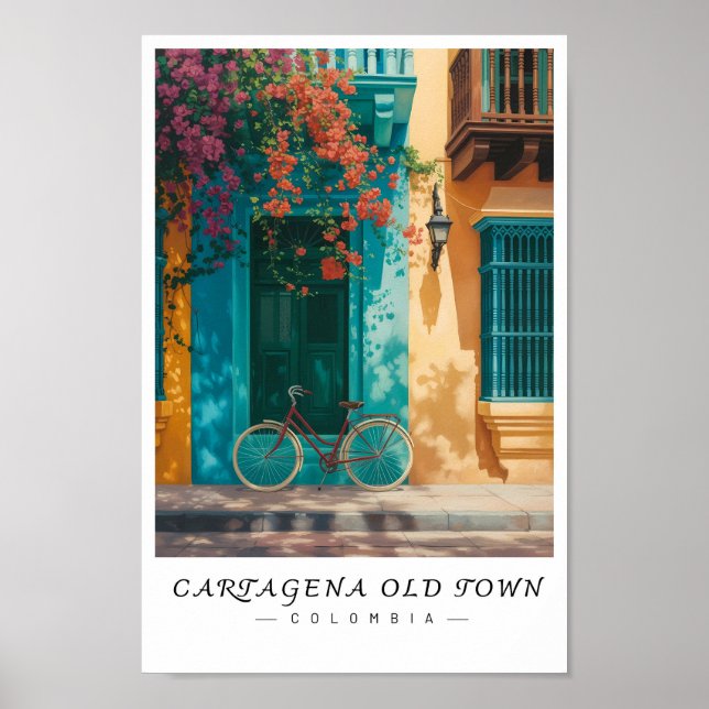 Cartagena Old Town Colombia Wall Art ,Cityscape Poster (Framsidan)
