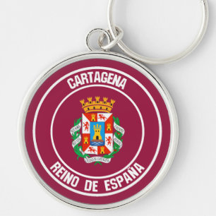 Cartagena Round Emblem Rund Silverfärgad Nyckelring