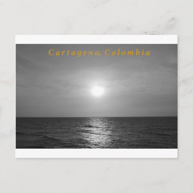 Cartagena Sunset Black and White Postcard Vykort (Framsida)
