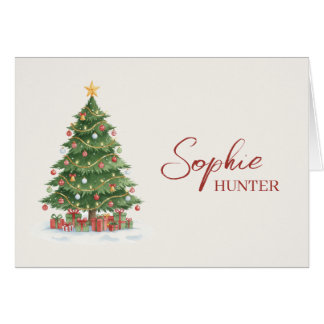 Cartão de Natal com nome árvore aquarela Hälsningskort