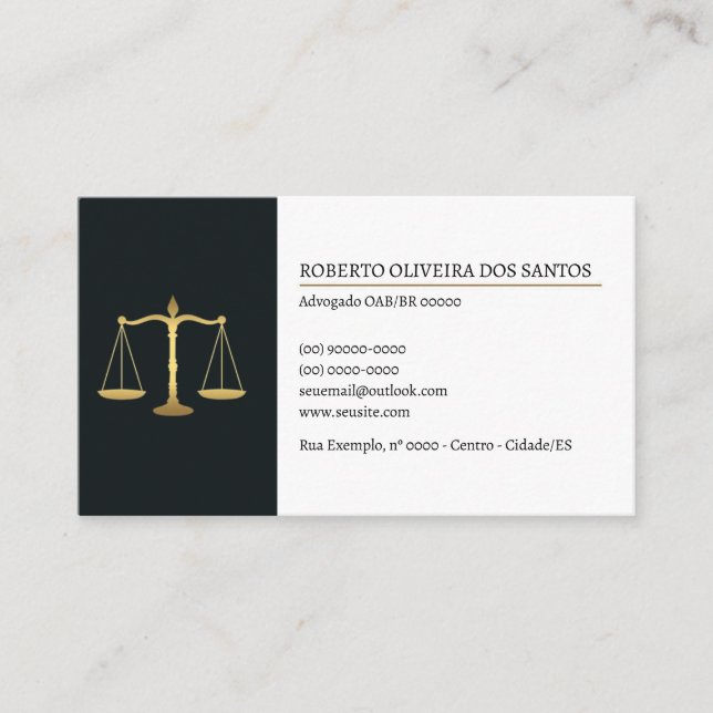 Cartão de Visita Advogado - Preto e Branco Visitkort (Framsida)
