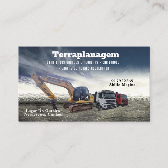 Cartão de visita Bulldozer Visitkort (Framsida)