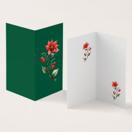 Cartão de visitas Natal verde e Flores Vermelhas[ Visitkort
