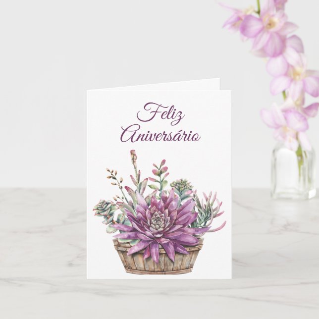 Cartão em Portugues: Birthday Card med blommor Kort (Orkide)