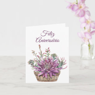 Cartão em Portugues: Birthday Card med blommor Kort