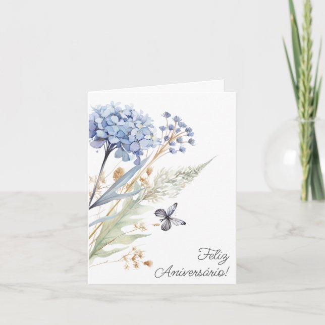 Cartão em Portugues: Birthday Card Wildblommor Kort (Framsida)