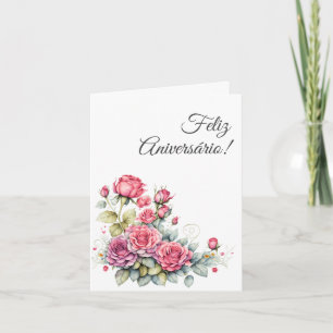 Cartão em Portugues: Blommor med födelsedagskort r Kort