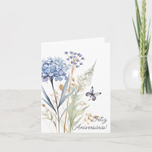 Cartão Portuguesa Birthday Card Wildblommor Kort (Framsida)