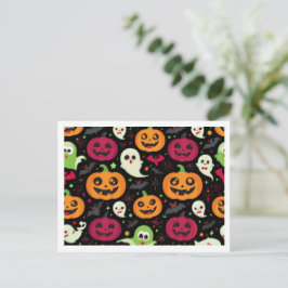 Cartão postal Halloween abóboras e fantasminhas Vykort