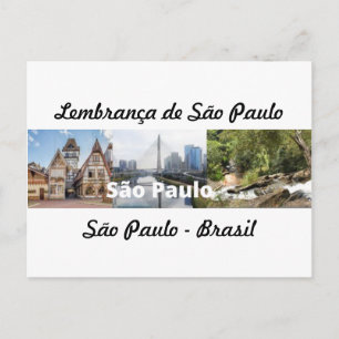 Cartão Postal lembrança de São Paulo Brasil Vykort