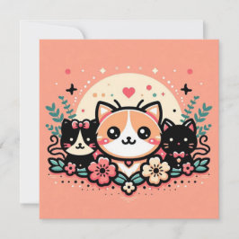 Cartãozinho Casual I (CuteCats) Inbjudningar