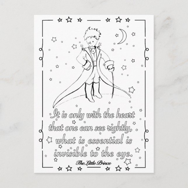 Carte à colorier Petit Prince Vykort (Framsida)