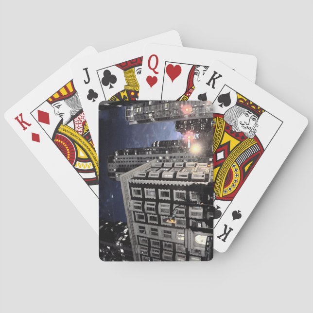 carte à jouer, photo de ville la nuit spelkort (Baksidan)