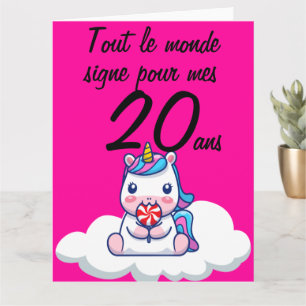 Carte anniversaire 20 ans grand format licorne xxl kort