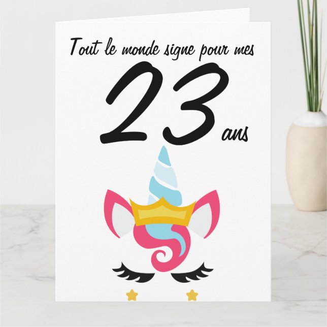 Carte anniversaire 23 ans grand format licorne xxl kort (Framsida)