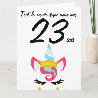 Carte anniversaire 23 ans grand format licorne xxl kort