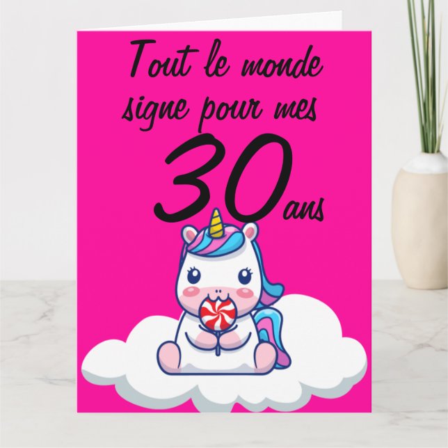 Carte anniversaire 30 ans grand format licorne xxl kort (Framsida)
