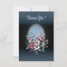 Carte anniversaire simple, Azur fleuri Tack Kort