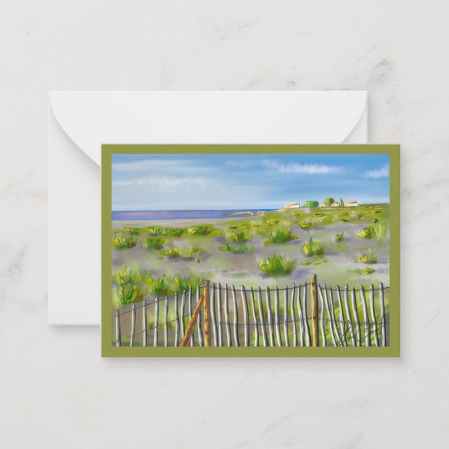 Carte avec bord de mer et dune. anteckningskort (Framsida)