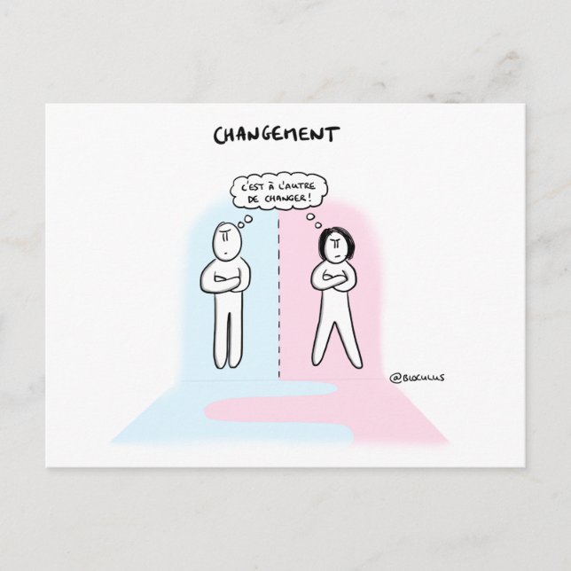 Carte coaching "Changement, qui fera le 1er pas ?" Vykort (Framsida)