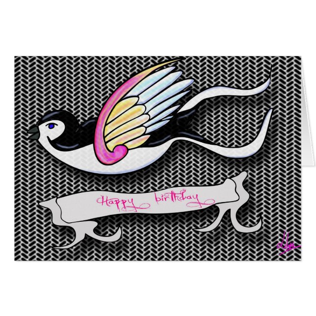 Carte d'anniversaire Hirondelle Hälsningskort (Framsidan Horizontal)