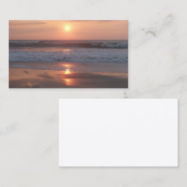 Carte d'appel Coucher de soleil rose sur la plage (Fram/baksida)