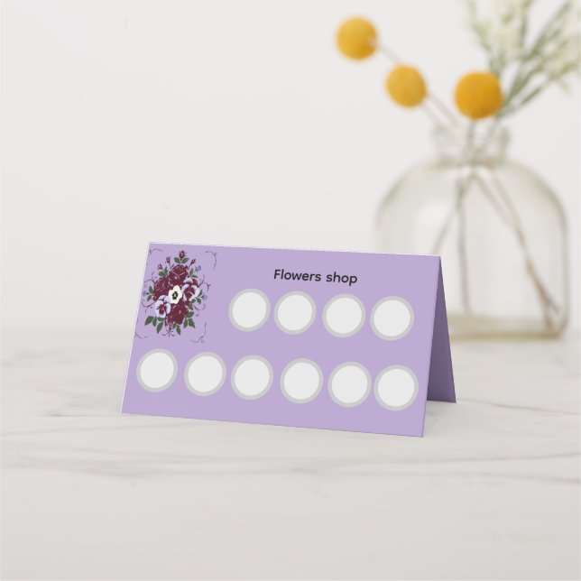 Carte de fidélité pliée Violettes 20 points  Lojalitetskort (Framsida)