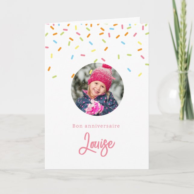 Carte de joyeux anniversaire avec phoet pites kort (Framsida)