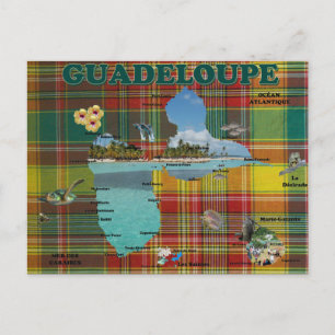 Carte de la Guadeloupe en madras Vykort