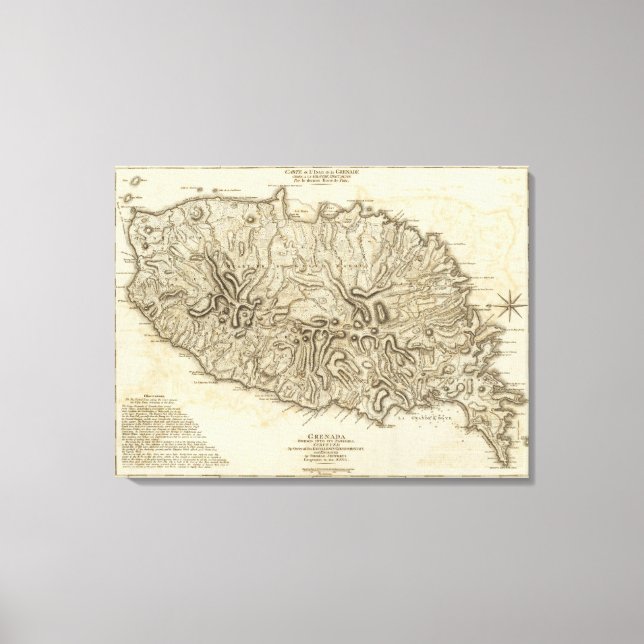 Carte de l'Isle de la Grenade Canvastryck (Framsida)