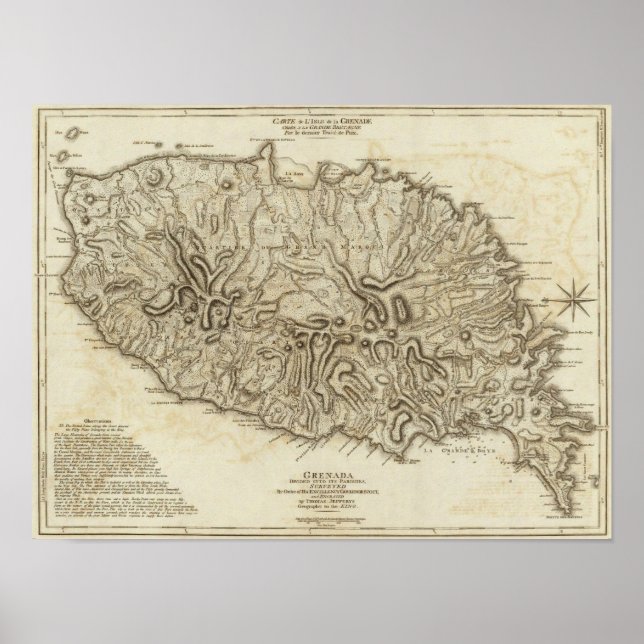 Carte de l'Isle de la Grenade Poster (Framsidan)