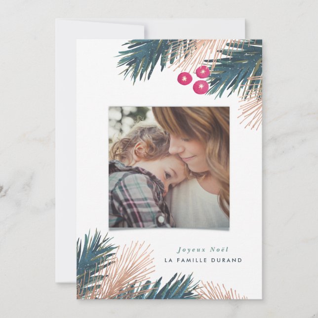 Carte de Noël de Pin et Baies Julkort (Framsida)
