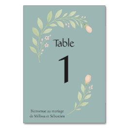 Carte de numéro de table pour mariage, floral bordsnummer