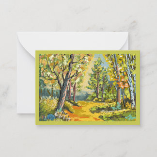Carte de paysage et sous bois peinture huile. anteckningskort