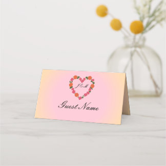 Carte de placement mariage rose et orange pliée placeringskort