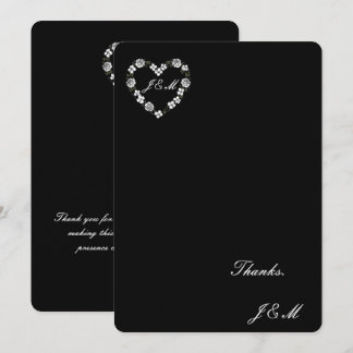 Carte de remerciement de mariage cœur floral tack kort