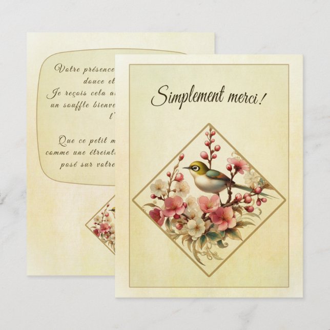 carte de remerciement ( Français )  Tack Kort (Fram/baksida)