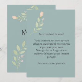 Carte de remerciement simple,mariage floral tack kort