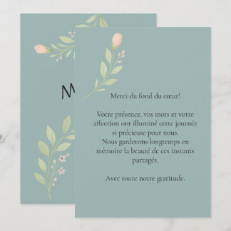 Carte de remerciement simple,mariage floral tack kort