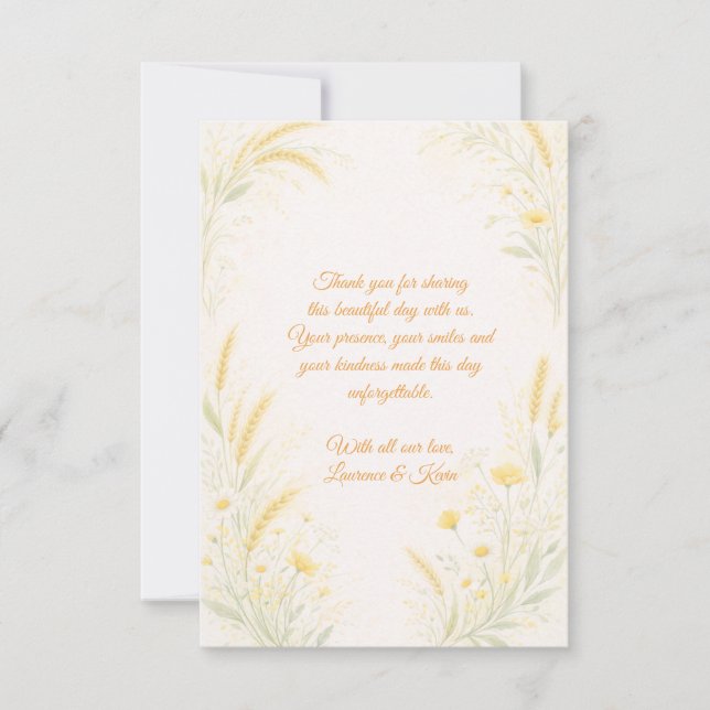 Carte De Remerciements Elegant Botanical Wedding Tack Kort (Framsida)