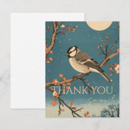 Carte De Remerciements Moonlit Bird on Blossom Bra Tack Kort
