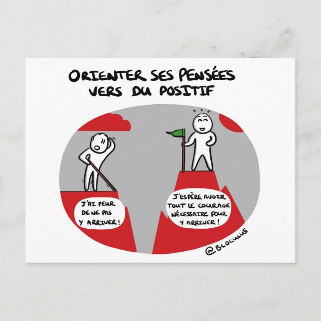 Carte de tränar "Pensées Positives" Vykort (Framsida)