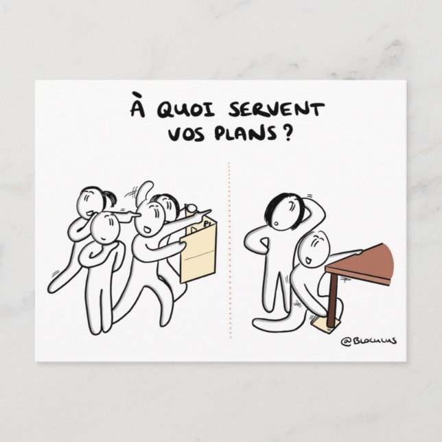 Carte de tränar "Plans d'action S.U.P.E.R." Vykort (Framsida)