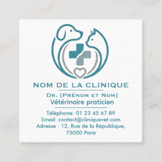 Carte de Visite Carrée Vétérinaire Personnalisable Fyrkantigt Visitkort