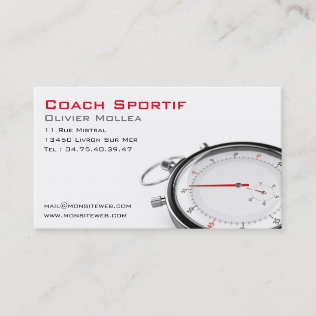 Carte de visite, coach sportif ou entraineur visitkort (Framsida)